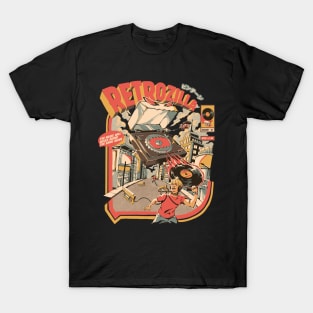 Retro Soundzilla Black - A Monstrous Vinyl Record Player T-Shirt